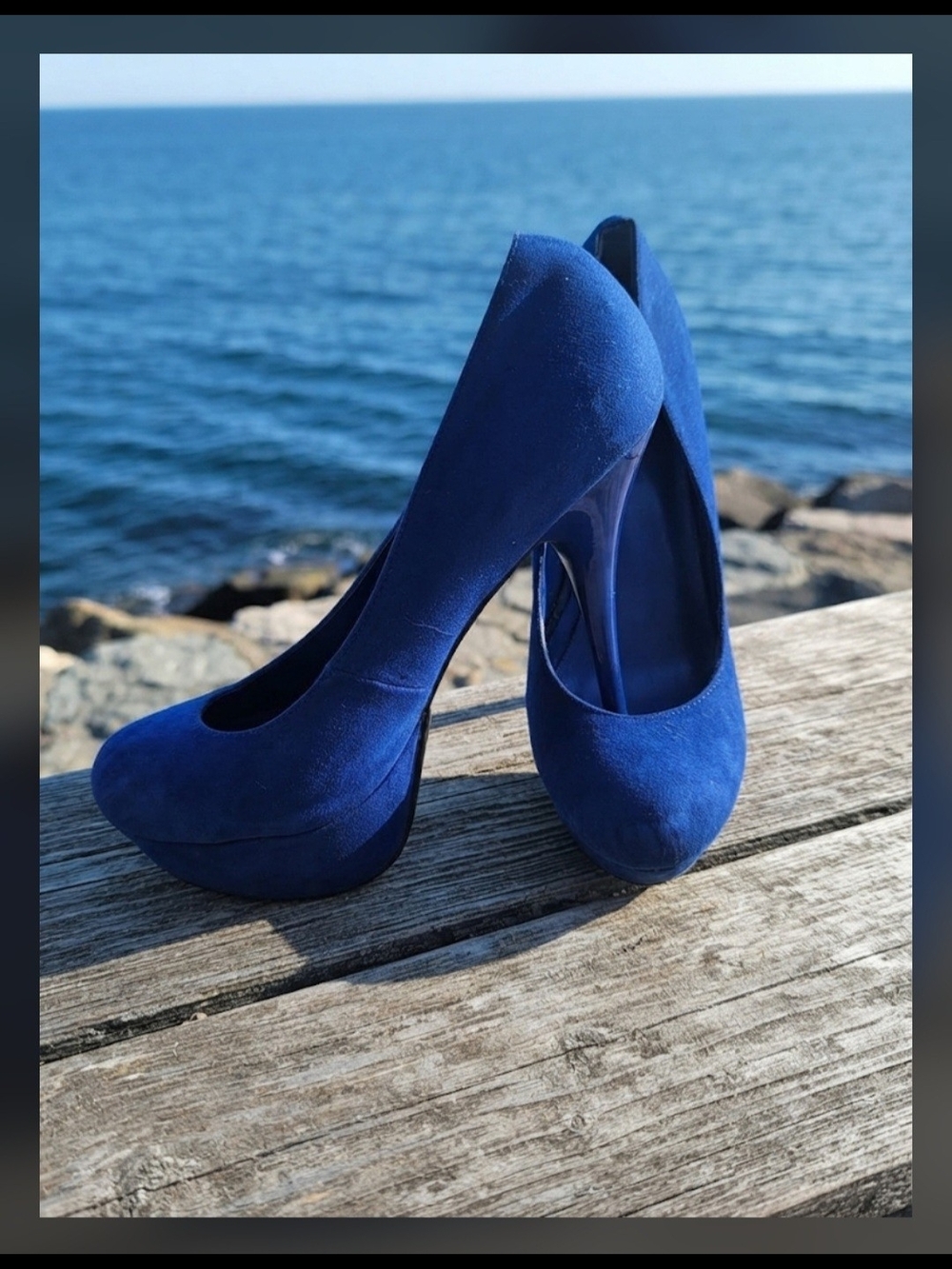 Unsensored Cobalt Blue Suede Platform Stiletto Pumps